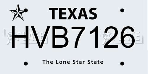 HVB7126 Texas License Plate