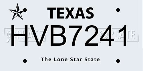 HVB7241 Texas License Plate