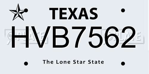 HVB7562 Texas License Plate