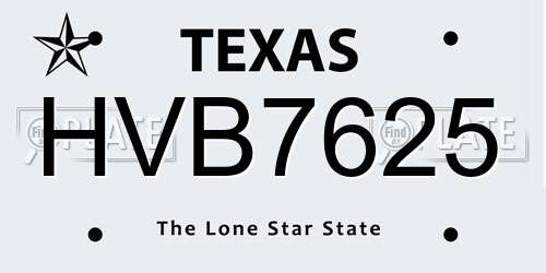 HVB7625 Texas License Plate