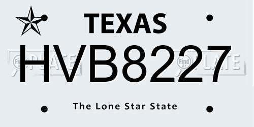 HVB8227 Texas License Plate