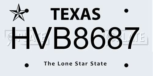 HVB8687 Texas License Plate
