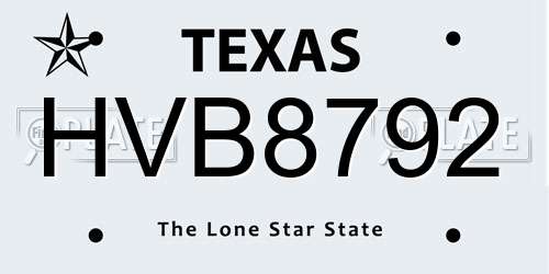 HVB8792 Texas License Plate