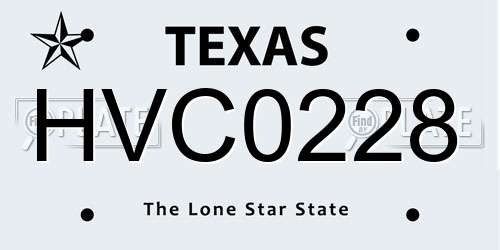HVC0228 Texas License Plate