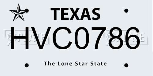 HVC0786 Texas License Plate