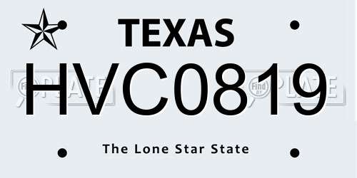 HVC0819 Texas License Plate