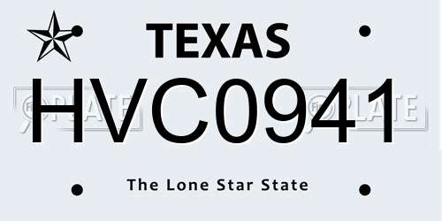 HVC0941 Texas License Plate