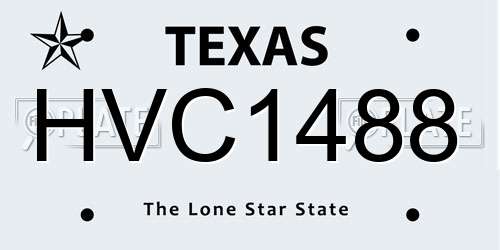 HVC1488 Texas License Plate