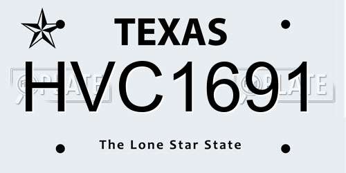 HVC1691 Texas License Plate