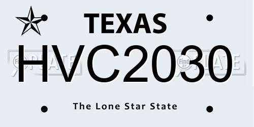HVC2030 Texas License Plate