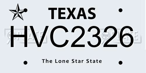 HVC2326 Texas License Plate