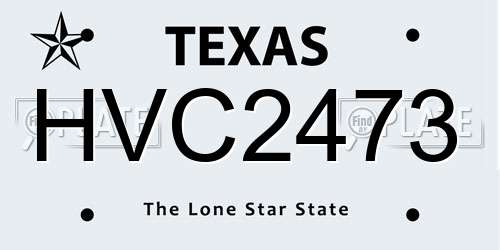 HVC2473 Texas License Plate