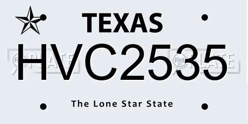 HVC2535 Texas License Plate