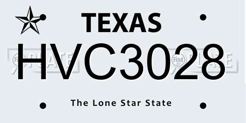 HVC3028 Texas License Plate