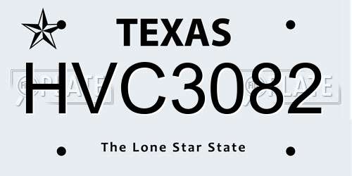 HVC3082 Texas License Plate