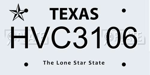 HVC3106 Texas License Plate