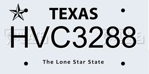 HVC3288 Texas License Plate