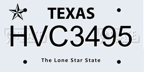 HVC3495 Texas License Plate