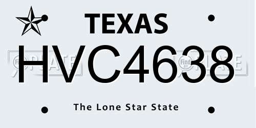 HVC4638 Texas License Plate