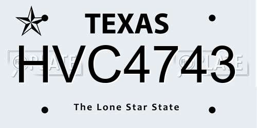 HVC4743 Texas License Plate