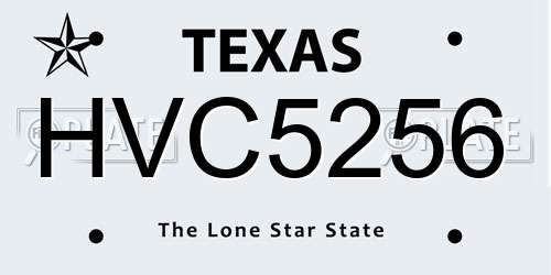 HVC5256 Texas License Plate
