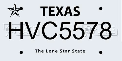 HVC5578 Texas License Plate