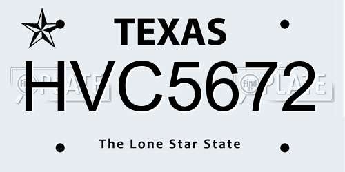 HVC5672 Texas License Plate