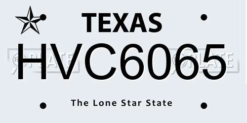 HVC6065 Texas License Plate