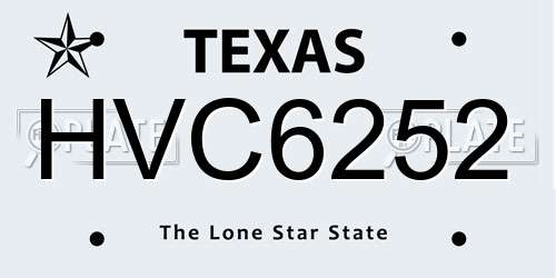 HVC6252 Texas License Plate