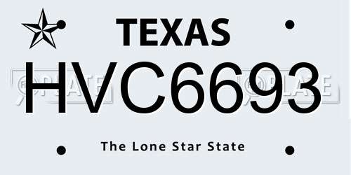 HVC6693 Texas License Plate