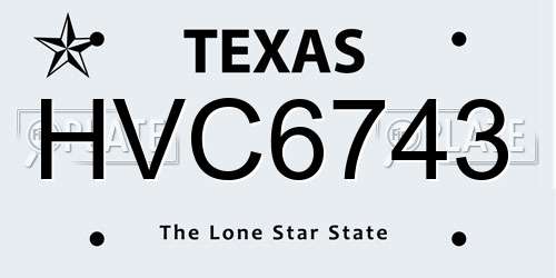HVC6743 Texas License Plate