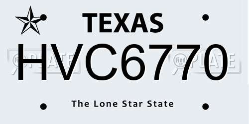 HVC6770 Texas License Plate