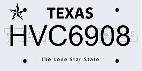 HVC6908 Texas License Plate