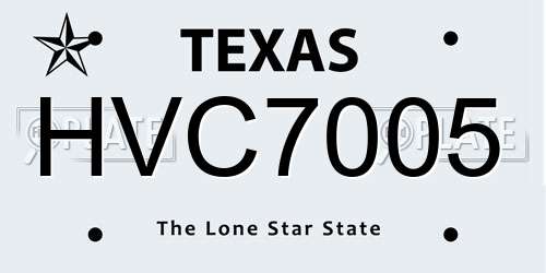 HVC7005 Texas License Plate