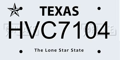 HVC7104 Texas License Plate