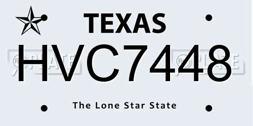 HVC7448 Texas License Plate