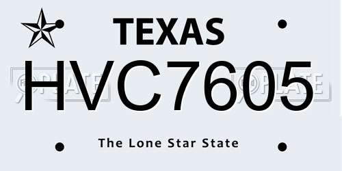 HVC7605 Texas License Plate