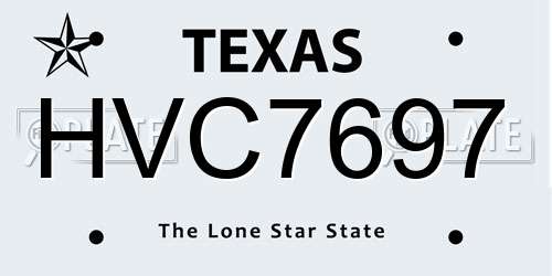 HVC7697 Texas License Plate