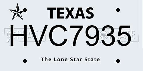 HVC7935 Texas License Plate