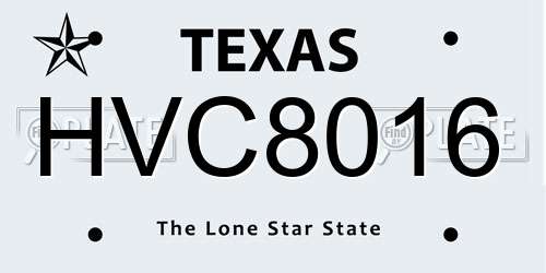 HVC8016 Texas License Plate