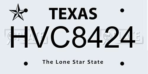 HVC8424 Texas License Plate