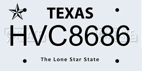 HVC8686 Texas License Plate