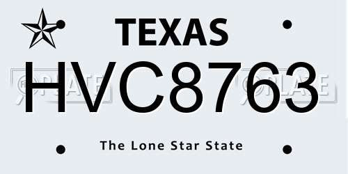HVC8763 Texas License Plate