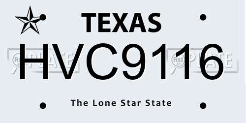 HVC9116 Texas License Plate
