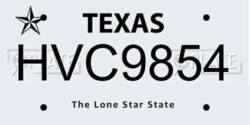 HVC9854 Texas License Plate