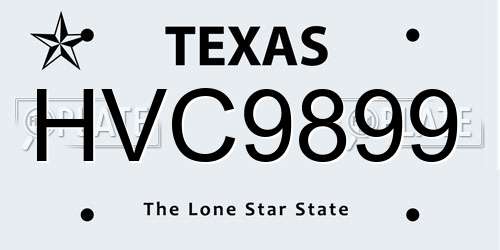HVC9899 Texas License Plate