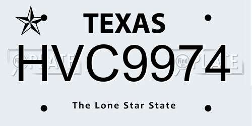 HVC9974 Texas License Plate