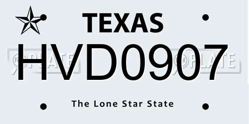 HVD0907 Texas License Plate