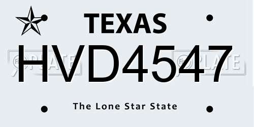 HVD4547 Texas License Plate