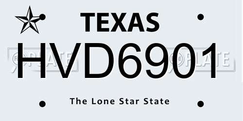 HVD6901 Texas License Plate